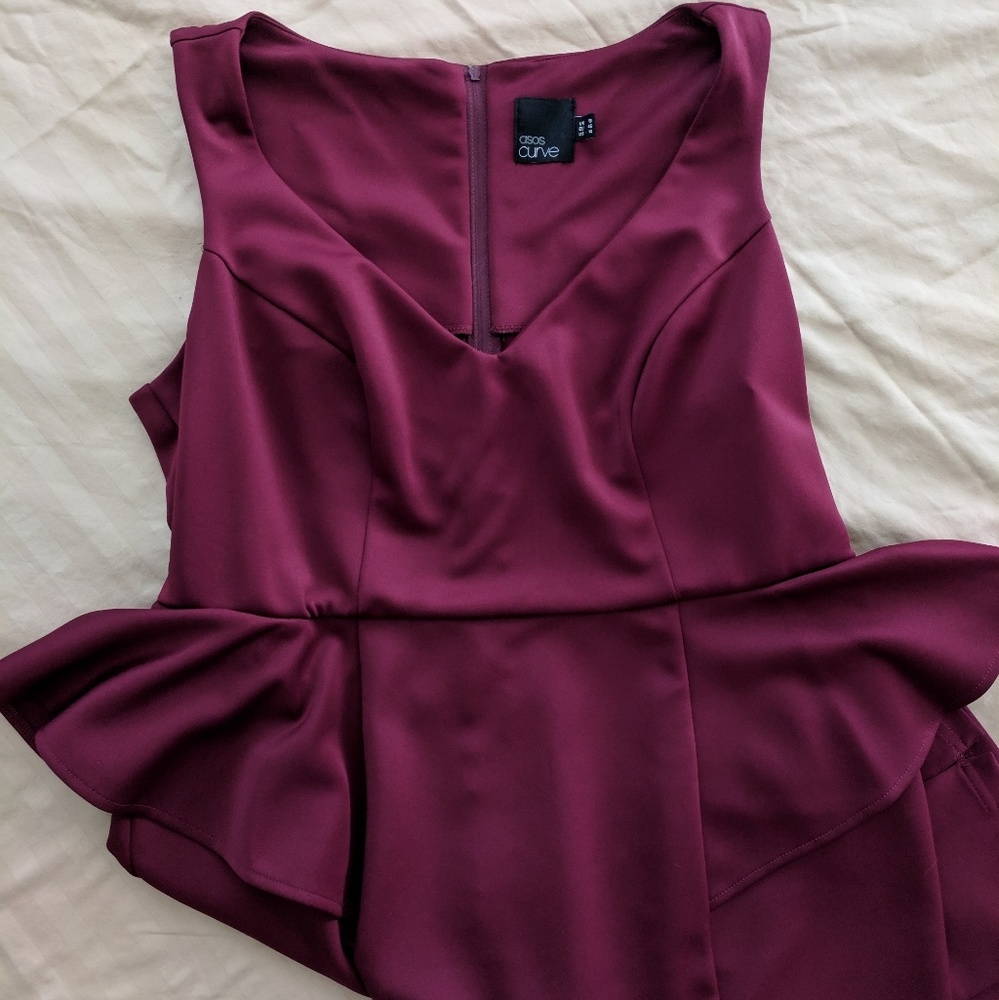 Maroon peplum sleeveless dress